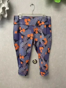 Athletic Works Orange And Purple Printed Active Capris