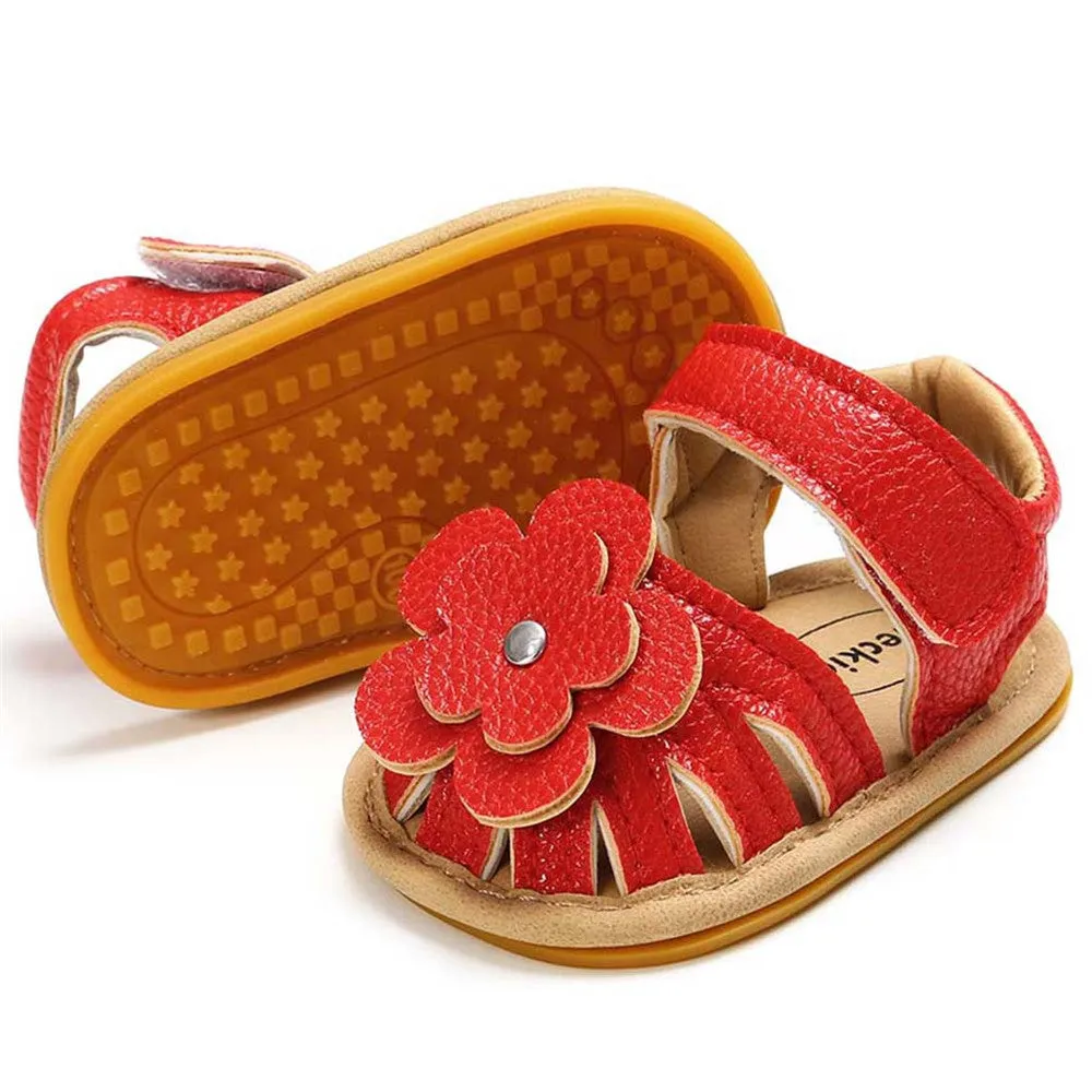 Baby Girls Flower Magic Tape Sandals Wholesale Children Shoes