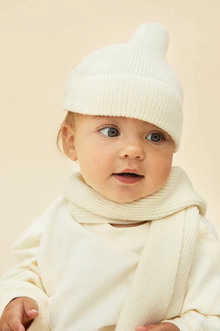 Baby Knitted Scarf, Cream