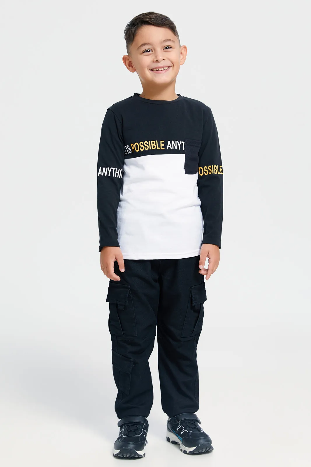 Boys Black Long Sleeves T-Shirt