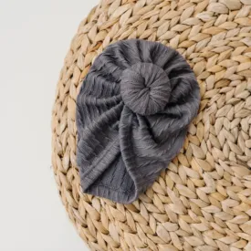 Cable Knit Bun Baby Turban - Grey by Golden Dot Lane