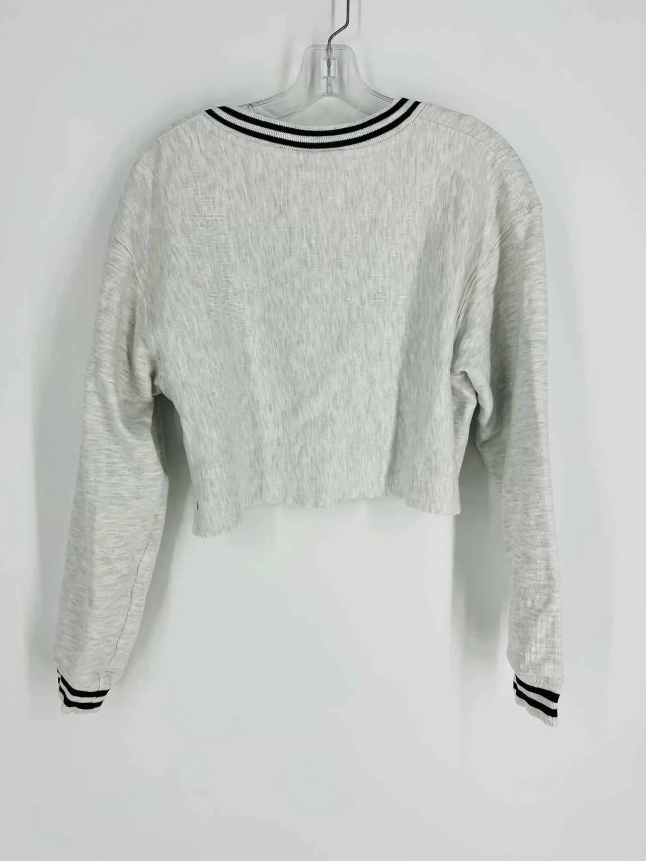 Champion Size M Wh/Bk/Rd Screen Print Cropped Activewear Sweatshirt