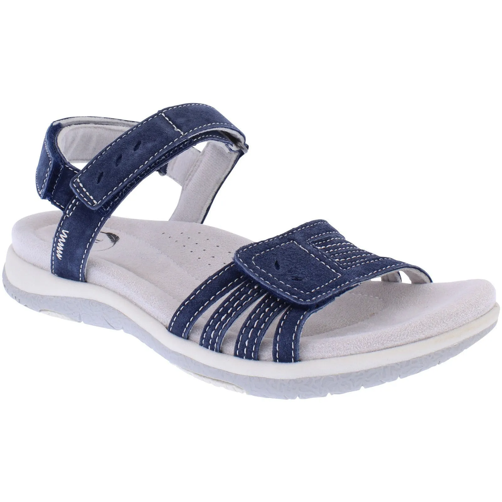 Free Spirit 41144 Maddy Ladies Navy Leather Arch Support Touch Fastening Sandals