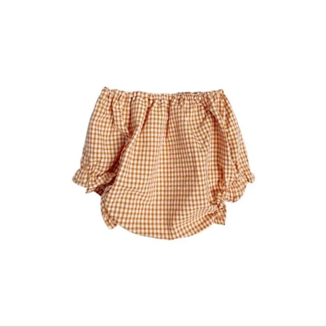 Girls Vintage Cotton Knit Ruffles Lace Edge Short