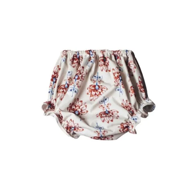 Girls Vintage Cotton Knit Ruffles Lace Edge Short