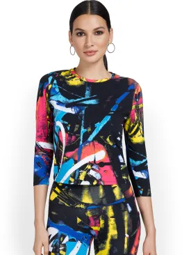 Graffiti-Print Yoga Top
