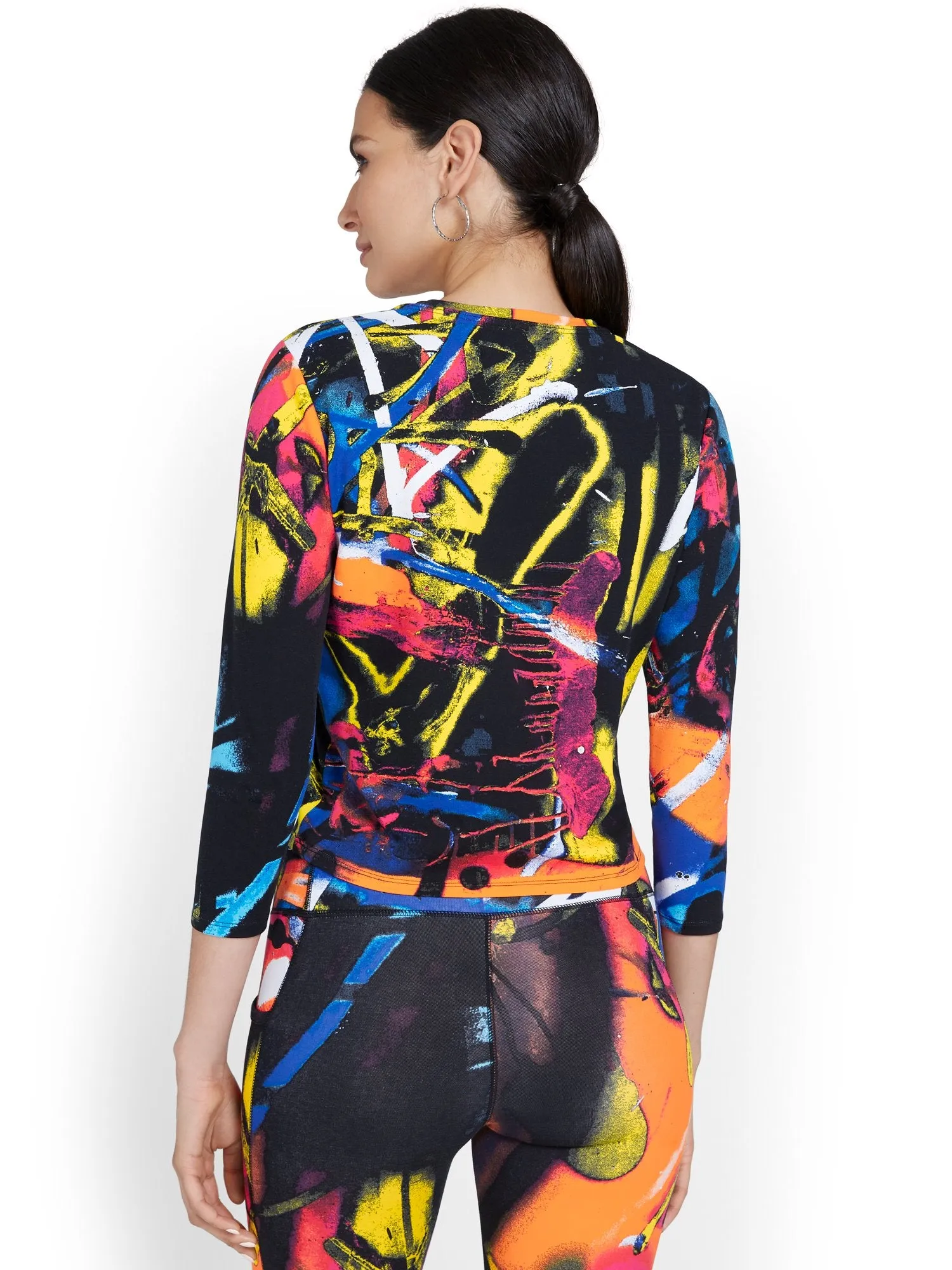 Graffiti-Print Yoga Top