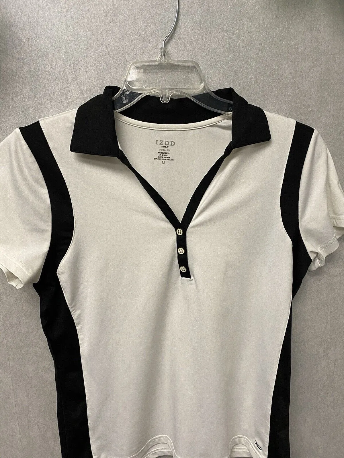 Izod White/Black Short Sleeve Golf Top Size Medium