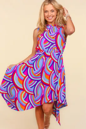 Mock Neck Sleeveless Printed Dress