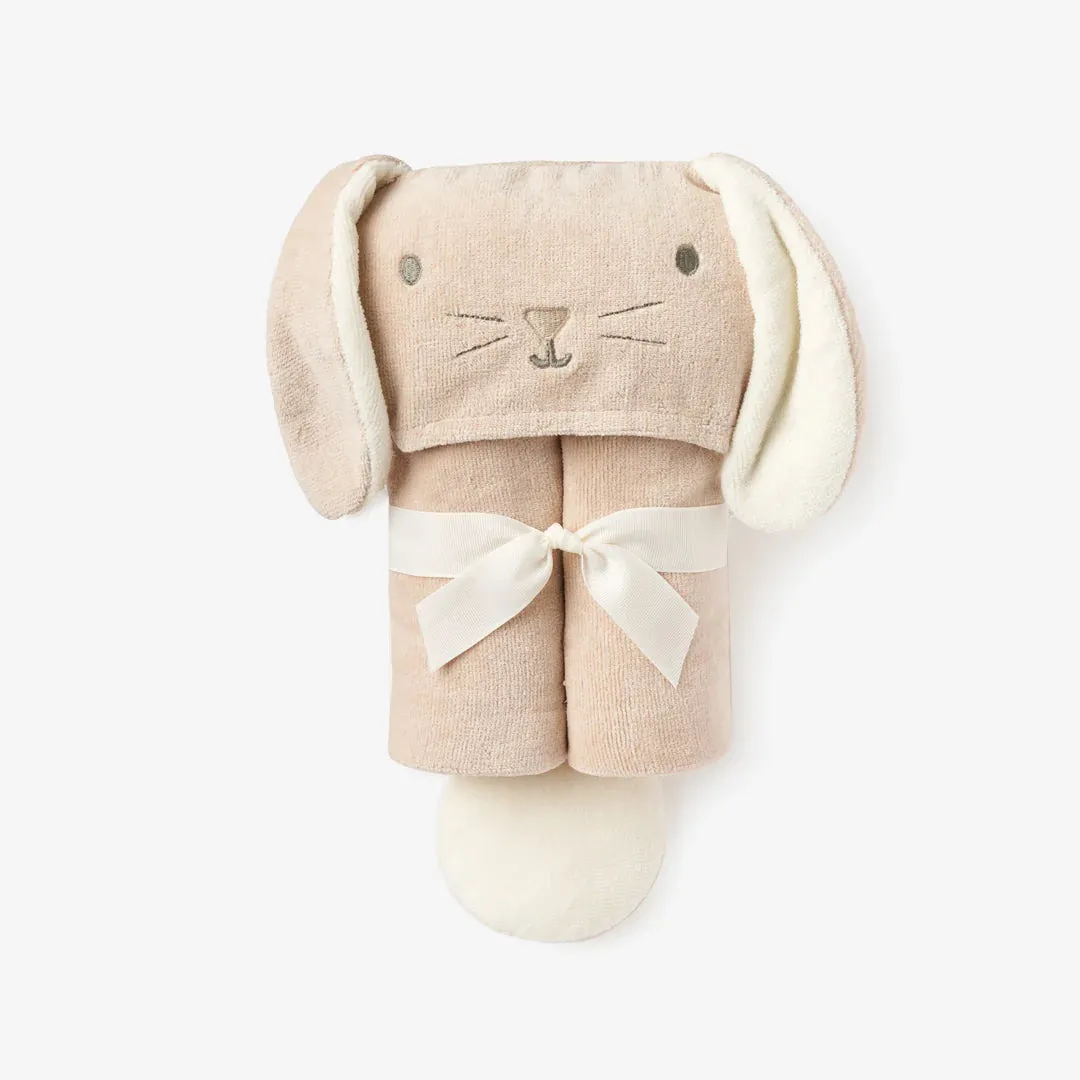 TAUPE BUNNY HOODED BABY BATH WRAP