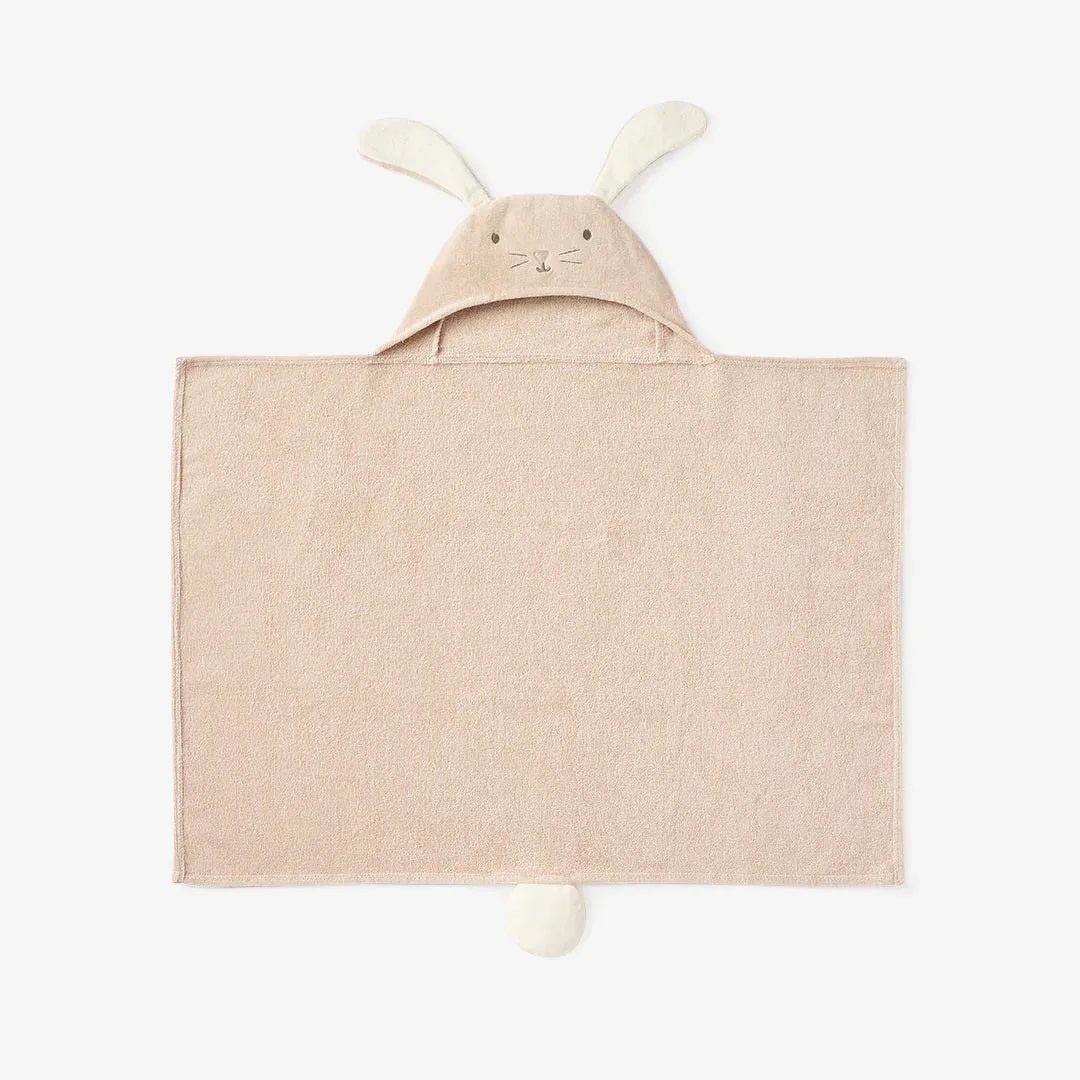 TAUPE BUNNY HOODED BABY BATH WRAP