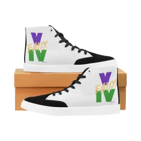 WHITE/MARDI GRAS MEN'S & WOMEN'S HI TOP SHOES