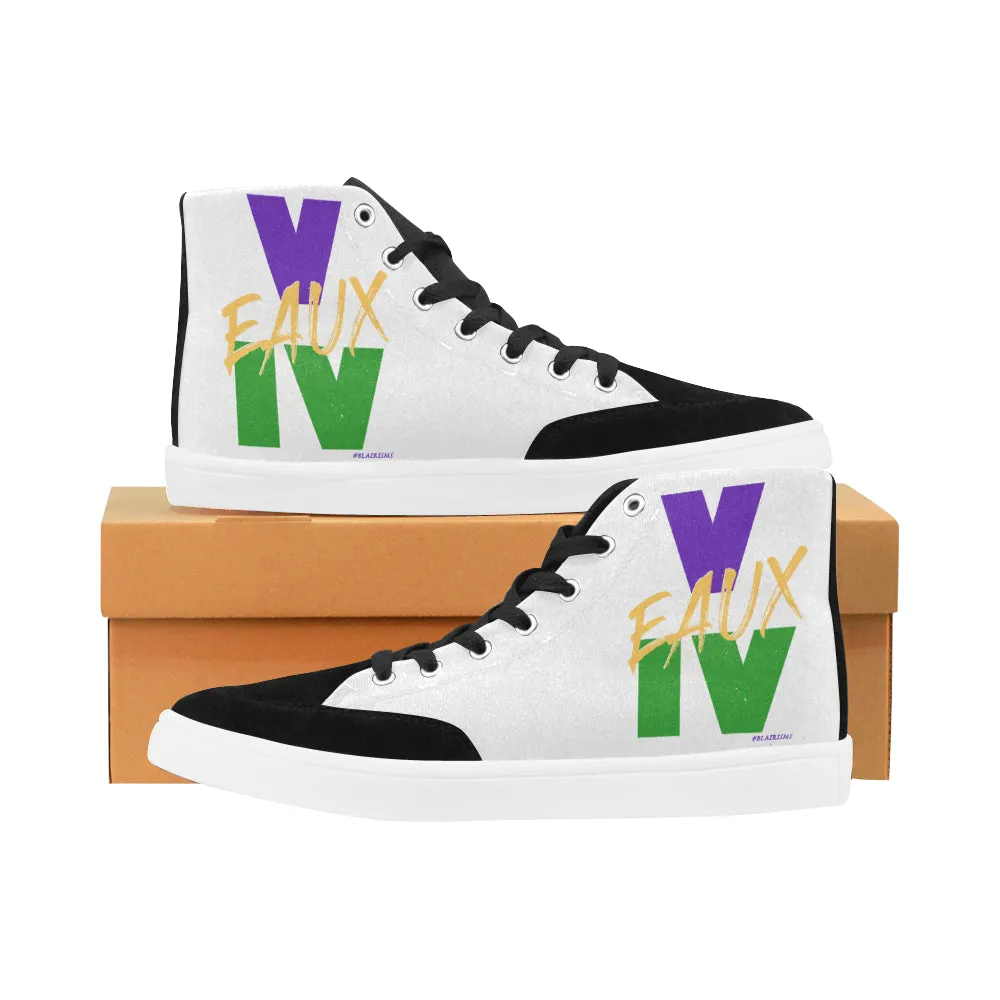 WHITE/MARDI GRAS MEN'S & WOMEN'S HI TOP SHOES